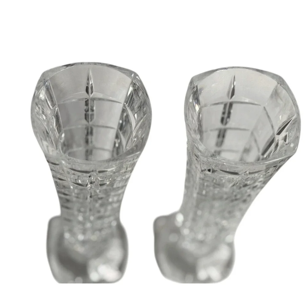 Pressed Glass Bud Vase Pair 6.75